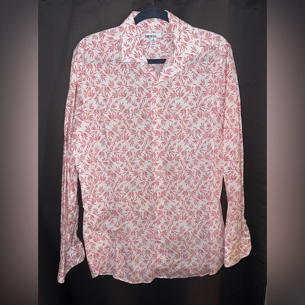 Bar III Men’s Slim Fit Stretch Button-Down Shirt – Size M – 100% Organic Cotton